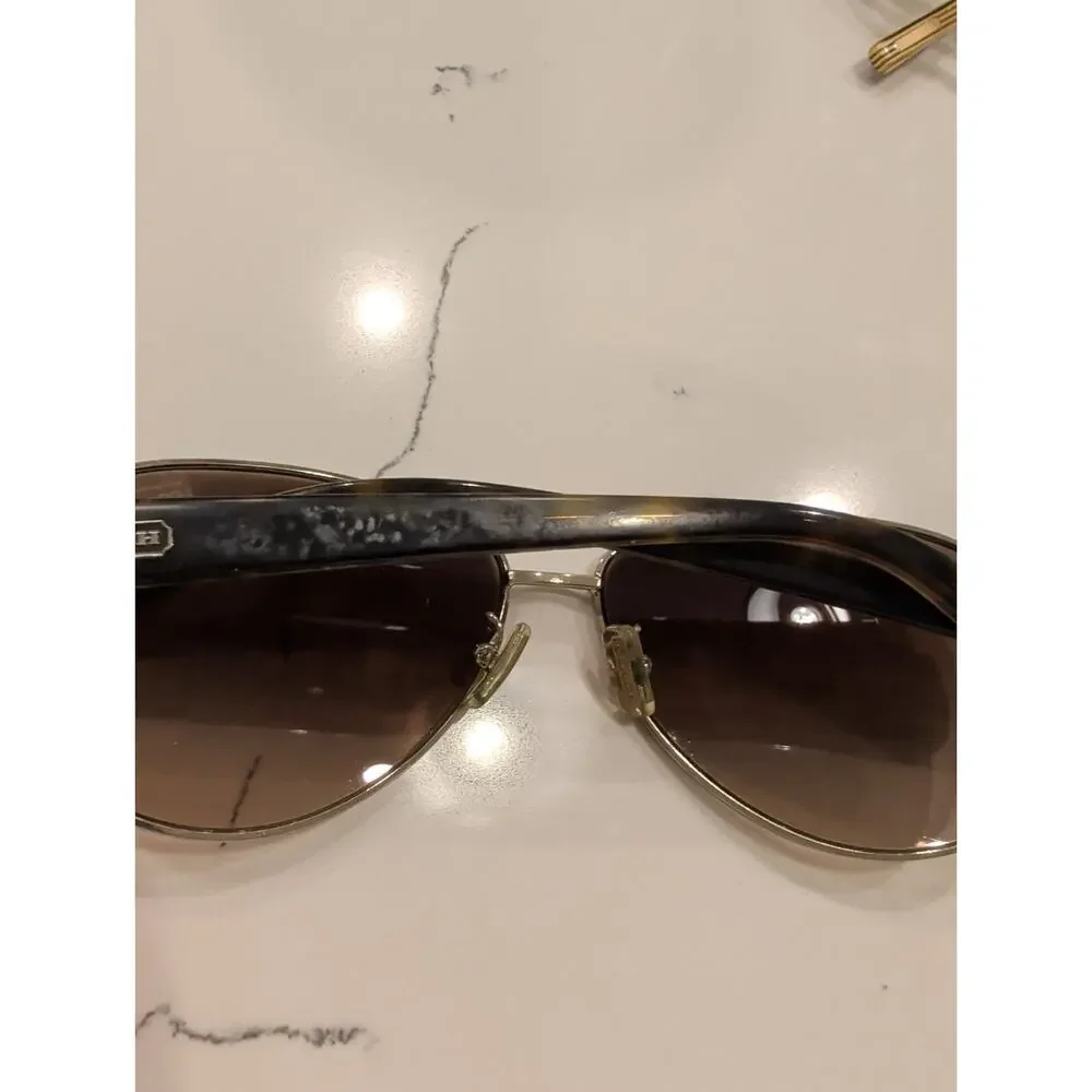 Coach Kristina HC7003 Gold/Brown Pilot Sunglasses, 59-13-135, Authentic